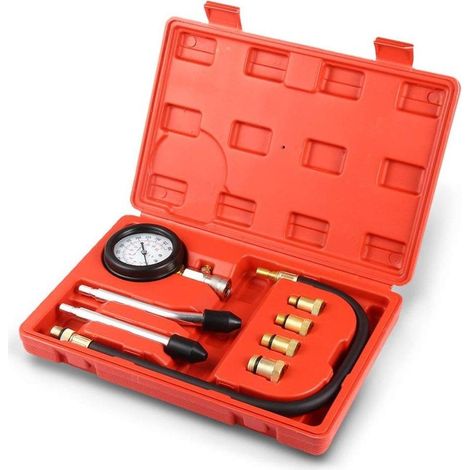Testeur de compression moteur essence 0-21 bars – Manomètre avec 4 adaptateurs – Outil de diagnostic professionnel pour voitures et motos (1/5)