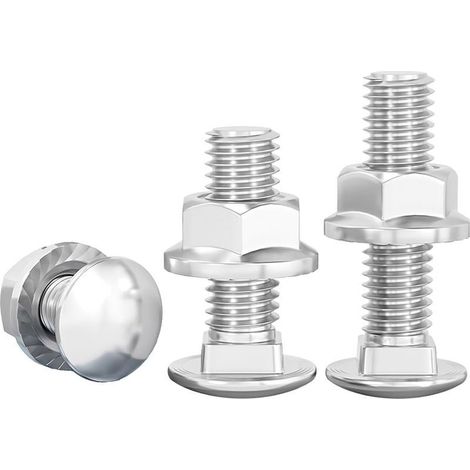 20 Pièces Boulons à Tête Ronde Zingué, Avec col Carré M8x20 mm, Avec Ecrou à Bride Hexagonal, Vis à Carrosserie Tête Plate Acier au Carbone Tige Entièrement Filetée (1/5)