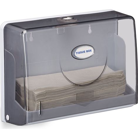 2 x paper towel dispensers, for H2 paper towels, wall-mounted, towel dispenser, HWD 20.5x27.5x10 cm, white/grey (1/5)