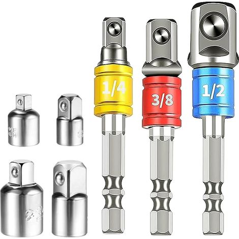 Adaptateur Douille 1/2 3/8 1/4, Adaptateur Cliquet,3 Socket Extension Adaptateur,4 Adaptateurs Réducteurs,1/2 Hexagonal Pour Clé À Douille,Écrou (1/5)