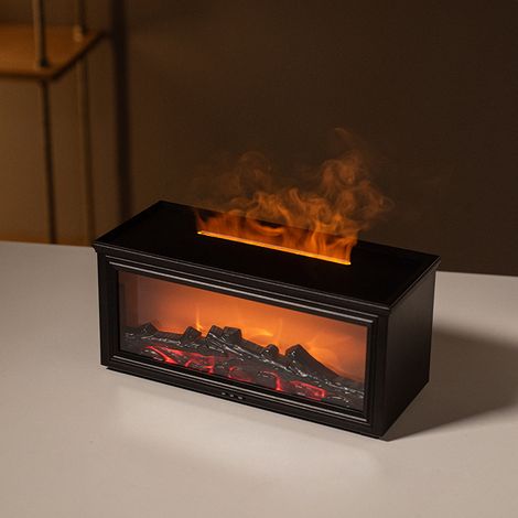 Humidificateur/diffuseur à flamme de cheminée, humidificateur d'aromathérapie ultrasonique de 280 ml avec télécommande, fonction minuterie à 3 niveaux (1/5)