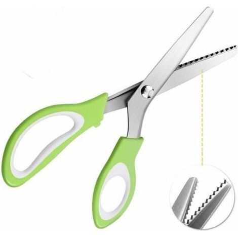 Pinking Scissors Sewing Pinking Scissors for Fabric Professional Quality 24cm - Green (1/4)