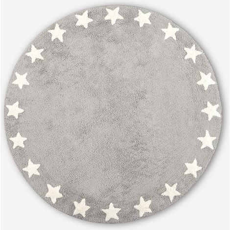 ALFOMBRA BATMATH REDONDA ESTRELLAS GREY Ø90 (1/2)
