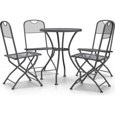 Set da Pranzo per Giardino 5 pz Salotto da Giardino Rete Metallica Espansa Antracite (1/5)
