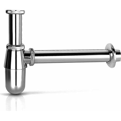 Laiton Siphon de Lavabo, 1 1/4 x 32mm Réglable Sifon Anti Odeur Anti-fuite, Haute Qualité pour Lavabo Evier, Argent