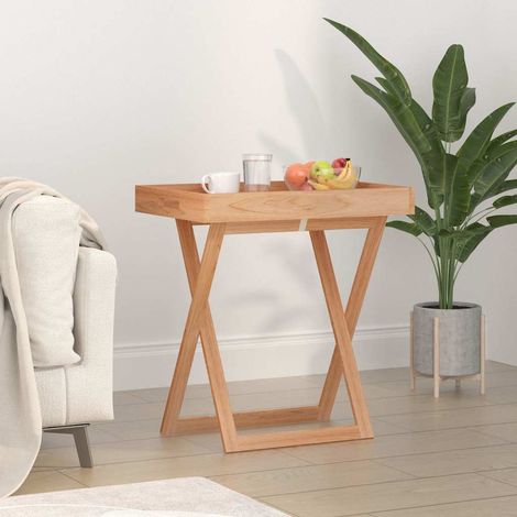 vidaXL Mesa bandeja plegable madera maciza nogal 52x36x56,5 cm (1/5)