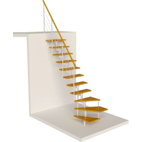 Dolle Mittelholmtreppe Boston 228-300cm Geschosshöhe ¼-gewendelt in Buche/Weiss (1/4)