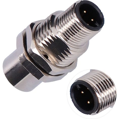 Connecteur mâle-femelle IP67, prise de panneau avec boîtier en laiton nickelé M12‑I‑4 (1/5)