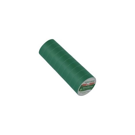 Ruban adhésif isolant électrique Rouleau isolation thermique PVC pour réparation voiture, vélo, bricolage, gaine électricien, Haute qualité 9m x 18mm Couleur Vert Lot de 10 Rouleaux