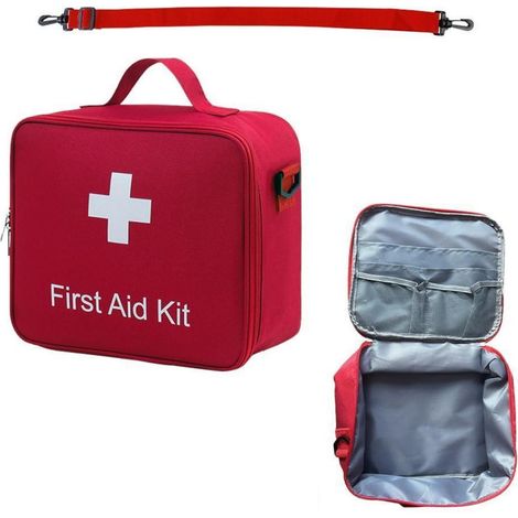 Leere Erste Hilfe Tasche Rot, Tragbar mit Schultergurt, 24x21x11cm