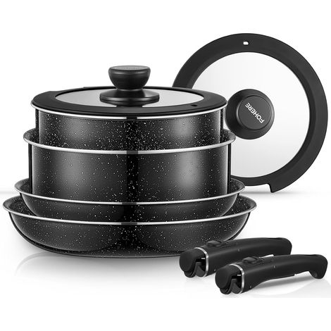 8-Piece Induction Frying Pan and Saucepan Set with 2 Removable Handles (1/5)