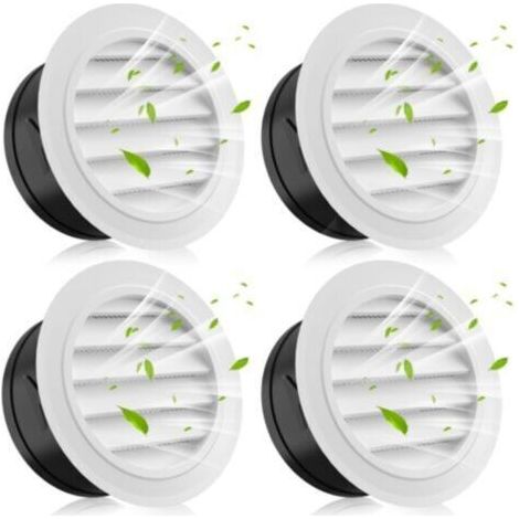 Paquet de 4 évents de soffite de 4 pouces, couvercle d'aération rond avec moustiquaire intégrée, couvercle de Grille à persiennes en ABS, évent de soffite blanc pour sèche-linge