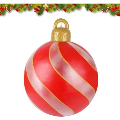 Sollbry Boule de Noël Gonflable,23,6 Pouces Boule décorée de Noël Géante Boule de Noël Gonflable en PVC Boule de Noël Gonflable Décorée Extra Large Ballons Gonflables de Noël pour Plein Air à la Maiso (1/5)