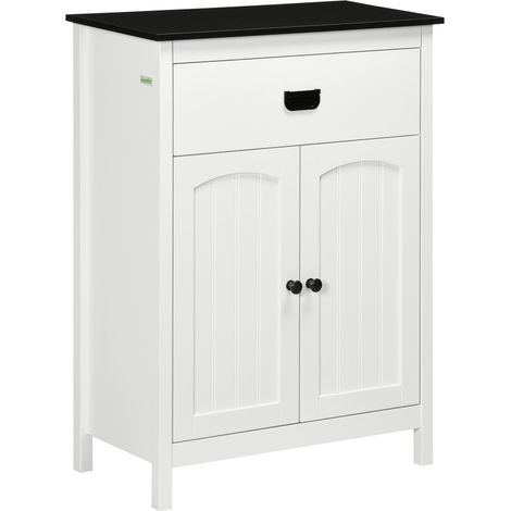 Armoire auxiliaire de salle de bain de style moderne  avec 1 tiroir, 2 portes et étagère pour lavabo, douche 60 x 30 x 80 cm blanc