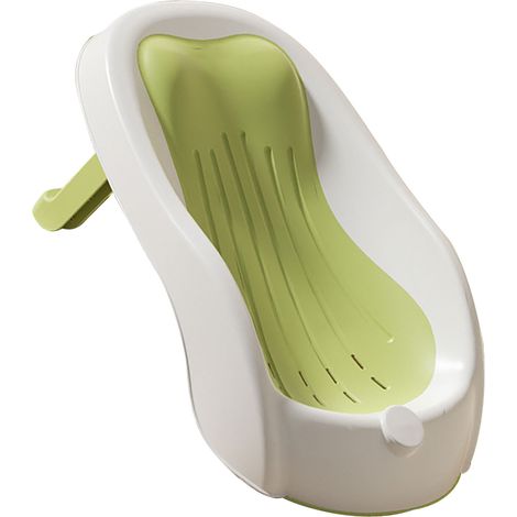 Support de bain pour bébé antidérapant à angle réglable, en PP et TPE, pour nouveau-né, idéal pour la maison et les voyages (vert). (1/4)