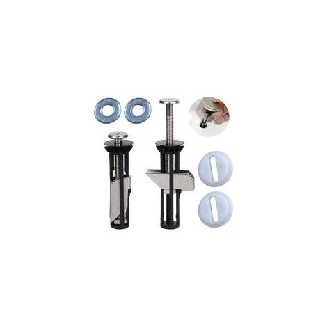 Kit de fixation abattant wc, fixation cuvette WC et fixation lunette WC universel, 2 pièces avec vis d'expansion réglables pour une installation facile