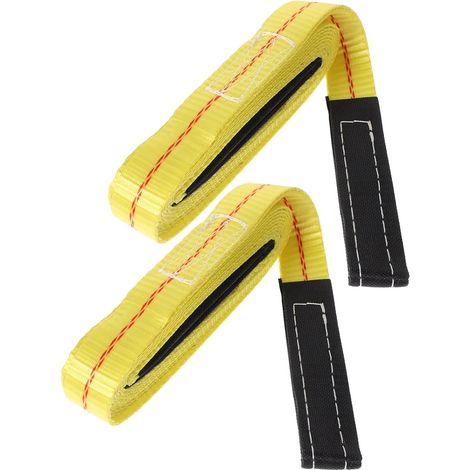 Lot de 2 élingues levage jaunes en polyester, conception plate (1/5)
