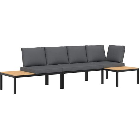 Maison Exclusive - 3-tlg. Garten-Sofagarnitur mit Kissen Schwarz