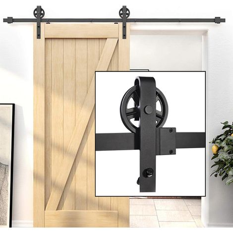 Quincaillerie Kit de Rail Porte Coulissante pour Système de Quincaillerie à Célibataire Porte, Wheel Forme J - 1.5M/5FT (1/5)