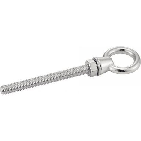 Piton à œil fileté - Avec Ecrou + Rondelle - Inox A4 8x100 mm - Boîte de 5