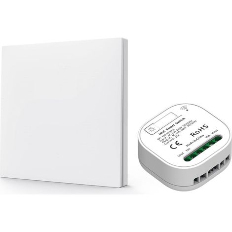 Interrupteur d'éclairage Sans Fil Sans Pile 230 V avec Récepteur AC 100-240 V 10 A RF433 va et Vient Sans Fil (1 commutateur + 1 kit récepteur) (1/5)