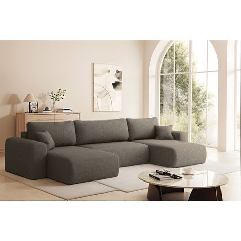 Wohnlandschaft Sofa mit Schlaffunktion FLORA Stoff Verita Braun