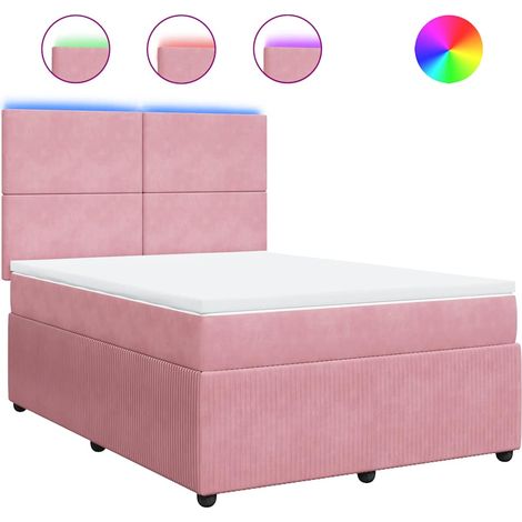 Maison Exclusive - Sommier à lattes de lit avec matelas Rose 160x200 cm Velours (1/5)