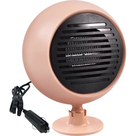 Chauffage Auto - Chauffe-Vitre 240 W 2-en-1 - Désembuage Déglace Rapidement - Alimentation Prise Allume-Cigare 24 V - Compact 13,5 x 11,5 x 8 cm - Rose (1/5)