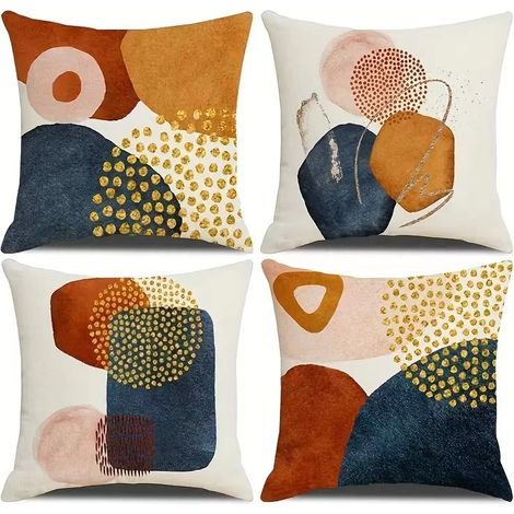 Lntyq Housses de Coussin 45 x 45cm Lot de 4 décor Moderne esthétique coloré Abstrait géométrique Minimaliste taies d'oreiller pour canapé décorations pour la Maison (45x45cm)