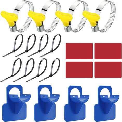 Kit de soporte para tuberías de piscina, soporte de fijación para tuberías de natación, con bridas y clips, soporte de montaje para salida de manguera, kit de accesorios duraderos - azul (1/5)