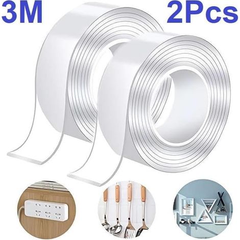 3M Double Sided Nano Tape Reusable Transparent 2Pcs Transparent 3M - 2pcs (1/5)