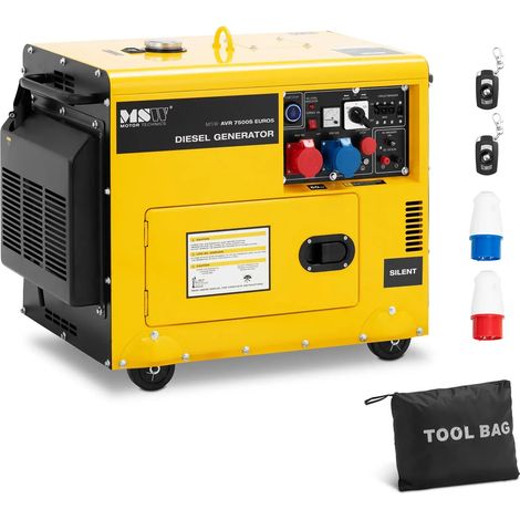 Groupe électrogène diesel 6370 / 7500 watts 16 litres 230/400 volts mobile avr euro 5 aluminium alliage d'aluminium (1/5)