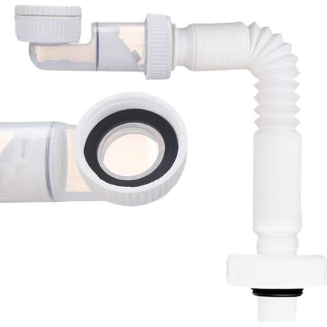 Siphon Lavabo Extra Plat 1 1/4", Évacuation Extensible 38-93 cm, Anti-Odeurs (1/5)