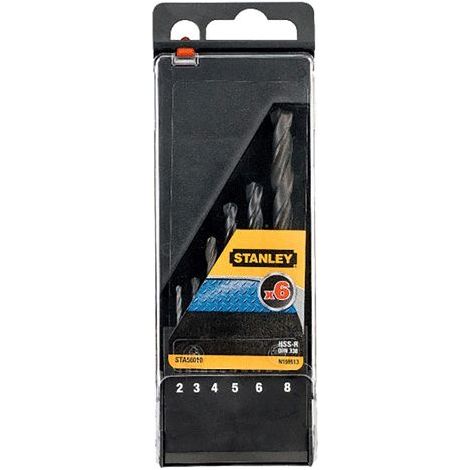 Set de 6 embouts Stanley pour mA tal HSS-R de mm 2 A 8 pour foret fer acier