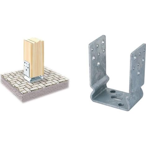 Supporto di ancoraggio ad u per pilastri legno pz.4 con piega mm.a81x60x125h - Salone