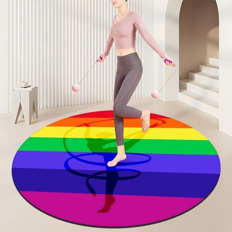 HSS-Tapis de gym à domicile, tapis absorbant les chocs et le bruit pour salles de sport,convient pour la corde à sauter et les exercices cardio - rond de 100 cm de diamètre-140x140cm