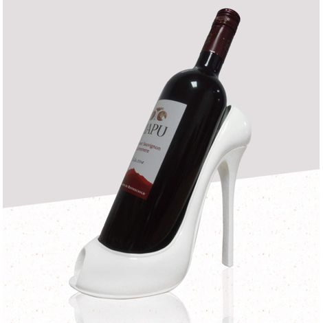 Porte-bouteille vin résine talon haut décoratif blanc