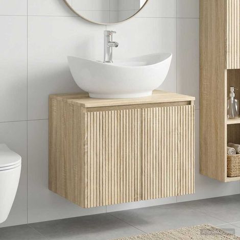 vidaXL Juego de muebles de baño Roble Sonoma Madera de ingeniería (1/5)