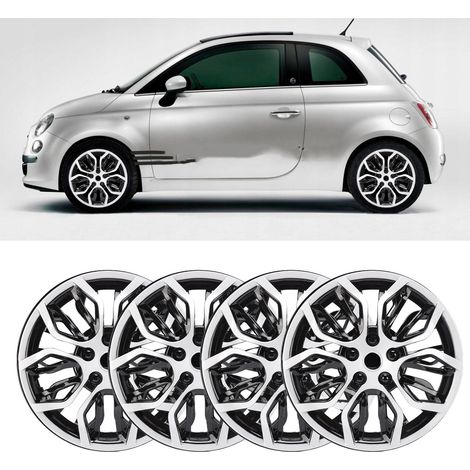 Lot de 4 enjoliveurs 14 pouces, protection intégrale, look élégant, compatibilité universelle R14, pour la plupart des voitures, camions et SUV, argent et noir.
