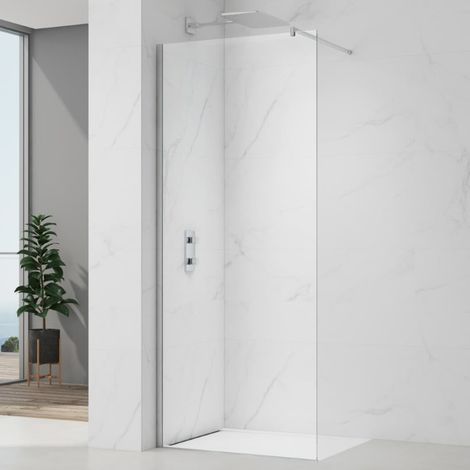 Project paroi de douche à l'italienne 80 cm avec accessoires de montage, chrome brillant (SATBWIPRO80) (1/4)