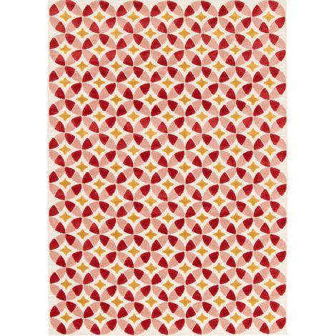 POP - Tapis enfant à reliefs moderne rouge et jaune 120x170