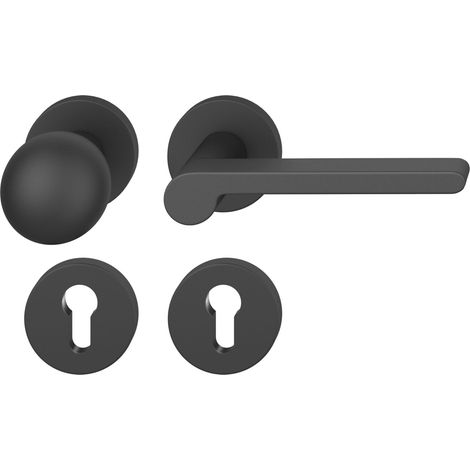 FSB Wechselgarnitur 12 1021 ASL auf Rosette PZ,Knopf fest,links,schwarz matt