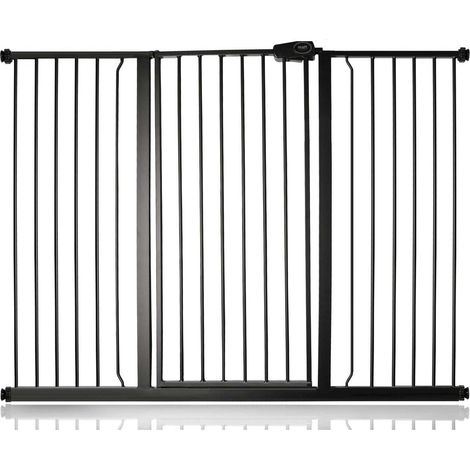 Safetots Extra Tall Metal Safety Gate Pressure Fit, 139.8cm - 147.4cm, Matt Black, 104cm in Height, Extra Tall Baby Gate