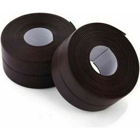 2 Rouleaux de bande d'étanchéité - Imperméable - PVC - Autocollante - Marron - Pour scellage mural, douche, toilette, cuisine, salle de bains (1/4)