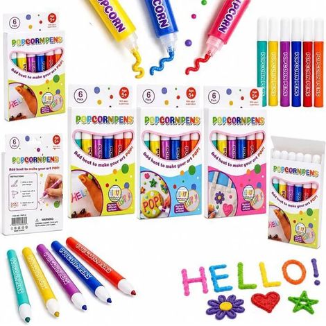Stylos magiques 3D effet popcorn – Feutres à dessin en relief pour les loisirs créatifs et les projets scolaires – Lot de 3 (1/5)