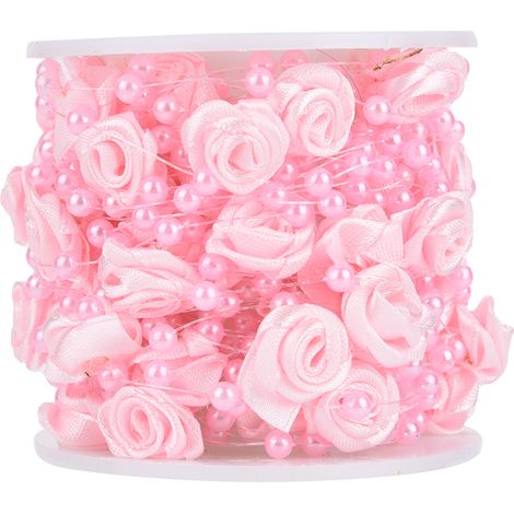 Guirlande de perles de perles artificielles roses (10 m/rouleau) pour décoration de mariage DIY (rose) (1/5)