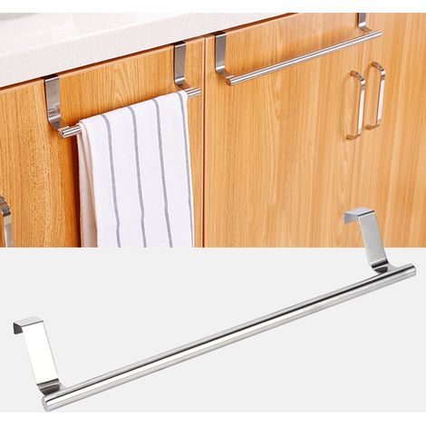 Porte-serviettes en acier inoxydable, étagère suspendue pour porte de placard de cuisine, support mural pour salle de bain. (1/5)