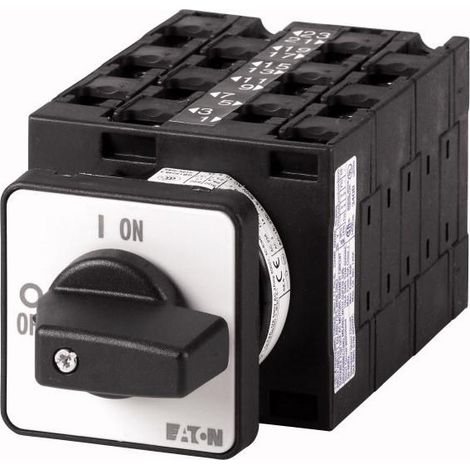 Inverseurs Contacts: 12 32 A plastron: 1-2 90 ° à accrochage encastré 000073703 EATON T3-6-8370/E