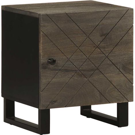 vidaXL Table de chevet noir 40x33x46 cm bois de manguier solide (1/5)