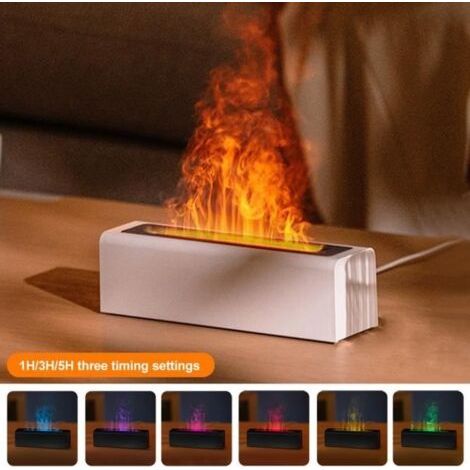 Humidificateur d'air d'intérieur-Diffuseur d'huile essentielle d'aromathérapie-Flamme à 7 couleurs-Pour maison, bureau, salon-Blanc (1/4)